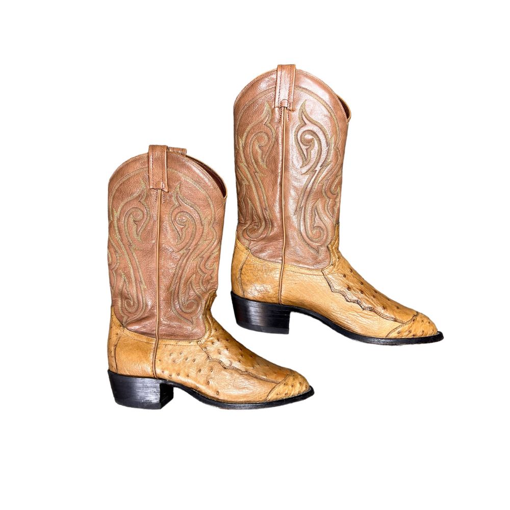 Vintage Tony "Lama Full Quill Ostrich" Boots